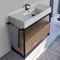 Modern  Console Vanity, Marble Style Sink, 43